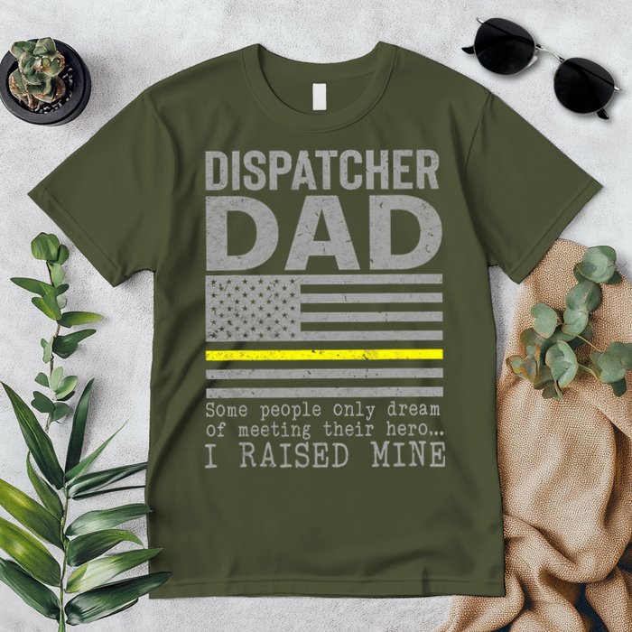 Proud Dad Of A 911 Dispatcher Thin Gold Line Dispatch Father Premium T-Shirt