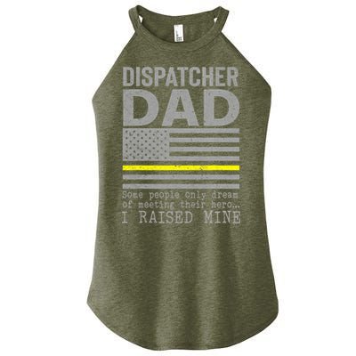 Proud Dad Of A 911 Dispatcher Thin Gold Line Dispatch Father Women's Perfect Tri Rocker Tank