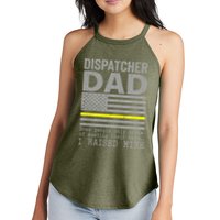 Proud Dad Of A 911 Dispatcher Thin Gold Line Dispatch Father Women's Perfect Tri Rocker Tank
