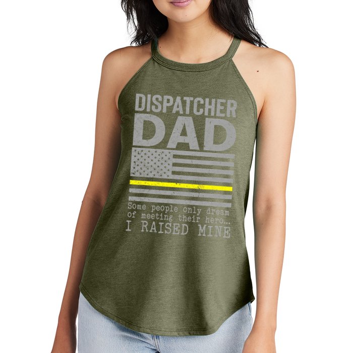 Proud Dad Of A 911 Dispatcher Thin Gold Line Dispatch Father Women's Perfect Tri Rocker Tank