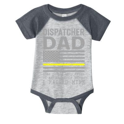 Proud Dad Of A 911 Dispatcher Thin Gold Line Dispatch Father Infant Baby Jersey Bodysuit