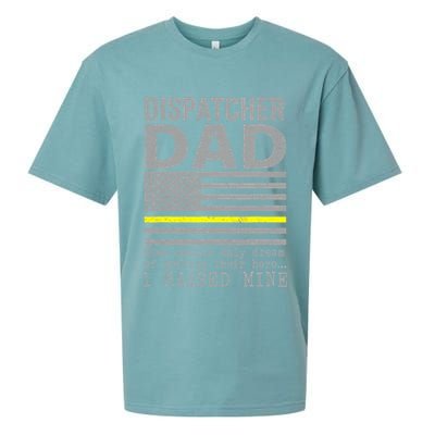 Proud Dad Of A 911 Dispatcher Thin Gold Line Dispatch Father Sueded Cloud Jersey T-Shirt
