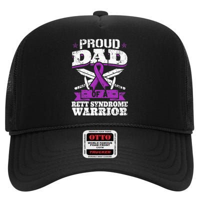 Proud Dad Of A Rett Syndrome Warrior RTT Awareness High Crown Mesh Back Trucker Hat