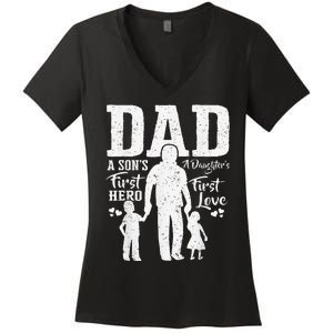 Proud Dad Of Twins Best Fathers Day Gift From son Women's V-Neck T-Shirt