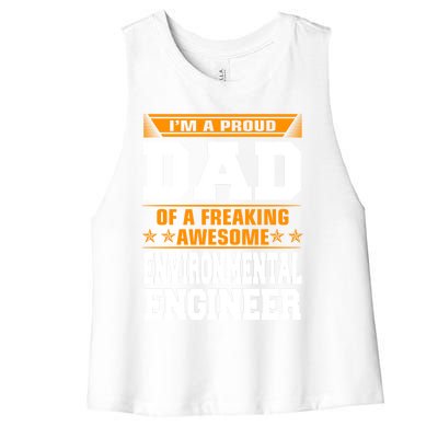 Proud Dad Of Awesome Environtal Engineer Fathers Day Cute Gift Women's Racerback Cropped Tank