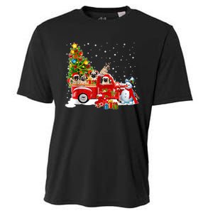 Pug Dog On Red Truck Christmas Pajama Funny Xmas Tree Cooling Performance Crew T-Shirt