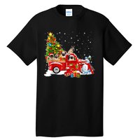 Pug Dog On Red Truck Christmas Pajama Funny Xmas Tree Tall T-Shirt