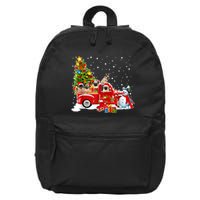 Pug Dog On Red Truck Christmas Pajama Funny Xmas Tree 16 in Basic Backpack
