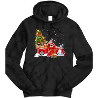 Pug Dog On Red Truck Christmas Pajama Funny Xmas Tree Tie Dye Hoodie