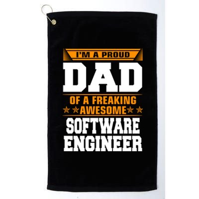 Proud Dad Of Awesome Software Engineer Fathers Day Gift Platinum Collection Golf Towel