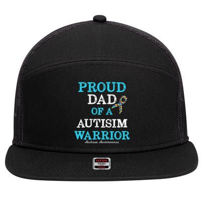 Proud Dad Of A Warrior Autism Awareness 7 Panel Mesh Trucker Snapback Hat