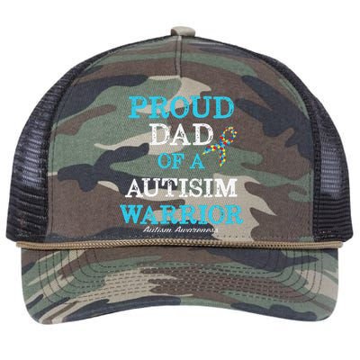 Proud Dad Of A Warrior Autism Awareness Retro Rope Trucker Hat Cap