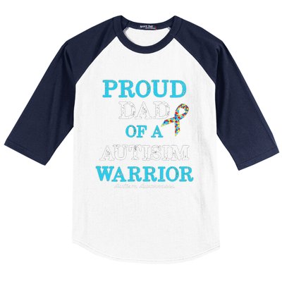 Proud Dad Of A Warrior Autism Awareness Baseball Sleeve Shirt