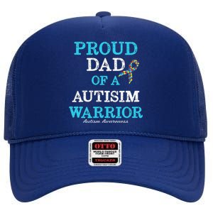 Proud Dad Of A Warrior Autism Awareness High Crown Mesh Back Trucker Hat