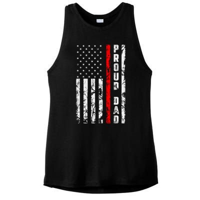 Proud Dad Of Firefighter Gift Patriotic Firefighters Dad Gift Ladies PosiCharge Tri-Blend Wicking Tank