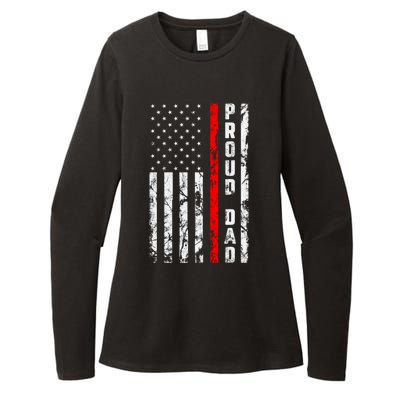 Proud Dad Of Firefighter Gift Patriotic Firefighters Dad Gift Womens CVC Long Sleeve Shirt