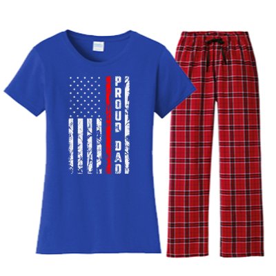 Proud Dad Of Firefighter Gift Patriotic Firefighters Dad Gift Women's Flannel Pajama Set