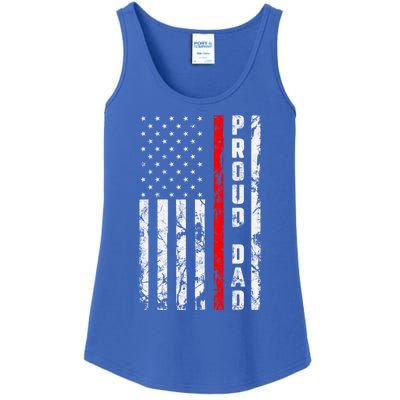 Proud Dad Of Firefighter Gift Patriotic Firefighters Dad Gift Ladies Essential Tank