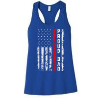 Proud Dad Of Firefighter Gift Patriotic Firefighters Dad Gift Women's Racerback Tank