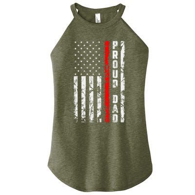 Proud Dad Of Firefighter Gift Patriotic Firefighters Dad Gift Women's Perfect Tri Rocker Tank