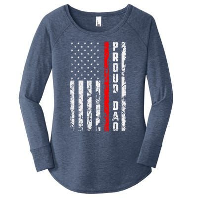 Proud Dad Of Firefighter Gift Patriotic Firefighters Dad Gift Women's Perfect Tri Tunic Long Sleeve Shirt