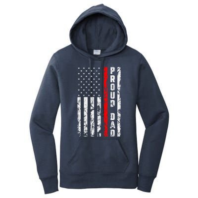 Proud Dad Of Firefighter Gift Patriotic Firefighters Dad Gift Women's Pullover Hoodie