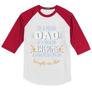 Proud Dad Of Awesome Daughter Funny Fathers Day Meaningful Gift Kids Colorblock Raglan Jersey