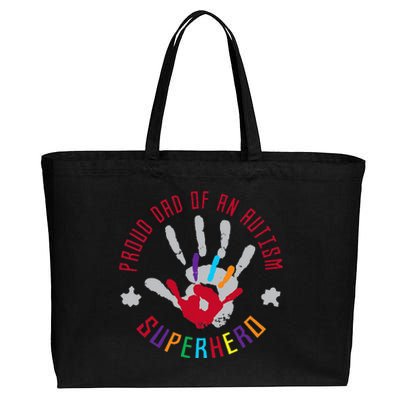 Proud Dad Of An Autism Superhero Hand Print Cotton Canvas Jumbo Tote