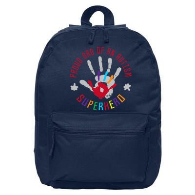 Proud Dad Of An Autism Superhero Hand Print 16 in Basic Backpack