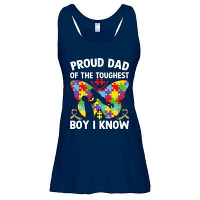 Proud Dad Of The Toughest I Know Autism Awareness Ladies Essential Flowy Tank