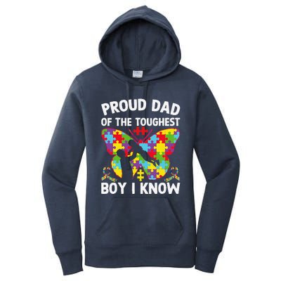 Proud Dad Of The Toughest I Know Autism Awareness Women's Pullover Hoodie