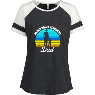 Proud Dad Of Down Syndrome Awareness Daddy Fun Trisomy T21 Enza Ladies Jersey Colorblock Tee