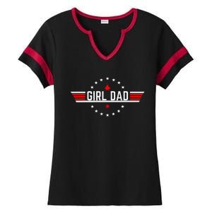 Proud Dad Of Girl Father For Dad Fathers Day Ladies Halftime Notch Neck Tee