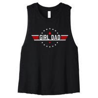 Proud Dad Of Girl Father For Dad Fathers Day Women's Racerback Cropped Tank