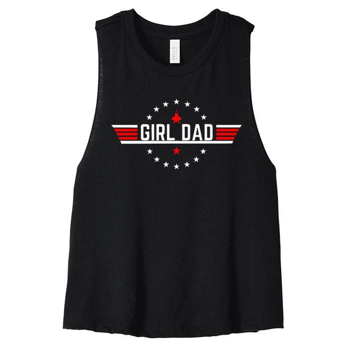 Proud Dad Of Girl Father For Dad Fathers Day Women's Racerback Cropped Tank