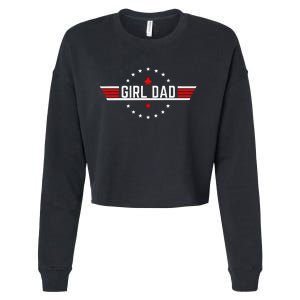 Proud Dad Of Girl Father For Dad Fathers Day Cropped Pullover Crew