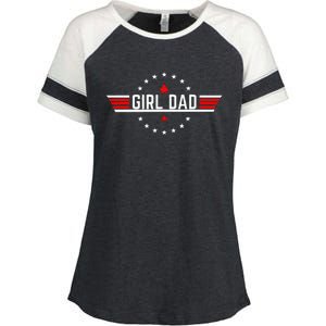 Proud Dad Of Girl Father For Dad Fathers Day Enza Ladies Jersey Colorblock Tee