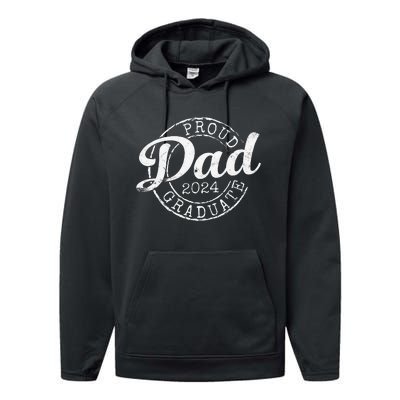 Proud Dad Of 2024 Graduate Father Senior 24 Performance Fleece Hoodie