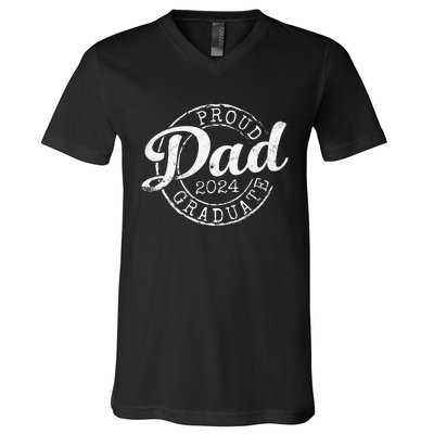 Proud Dad Of 2024 Graduate Father Senior 24 V-Neck T-Shirt