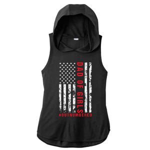 Patriotic Dad Of Girls Outnumbered American Flag Apparel Ladies PosiCharge Tri-Blend Wicking Draft Hoodie Tank