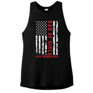 Patriotic Dad Of Girls Outnumbered American Flag Apparel Ladies PosiCharge Tri-Blend Wicking Tank