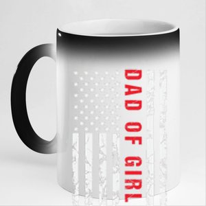 Patriotic Dad Of Girls Outnumbered American Flag Apparel 11oz Black Color Changing Mug