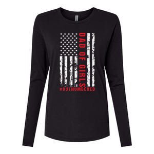 Patriotic Dad Of Girls Outnumbered American Flag Apparel Womens Cotton Relaxed Long Sleeve T-Shirt