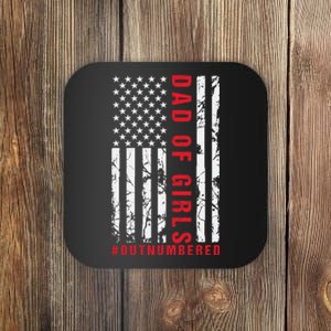 Patriotic Dad Of Girls Outnumbered American Flag Apparel Coaster