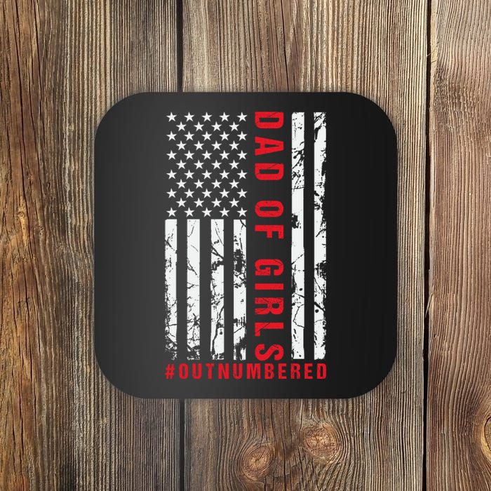 Patriotic Dad Of Girls Outnumbered American Flag Apparel Coaster