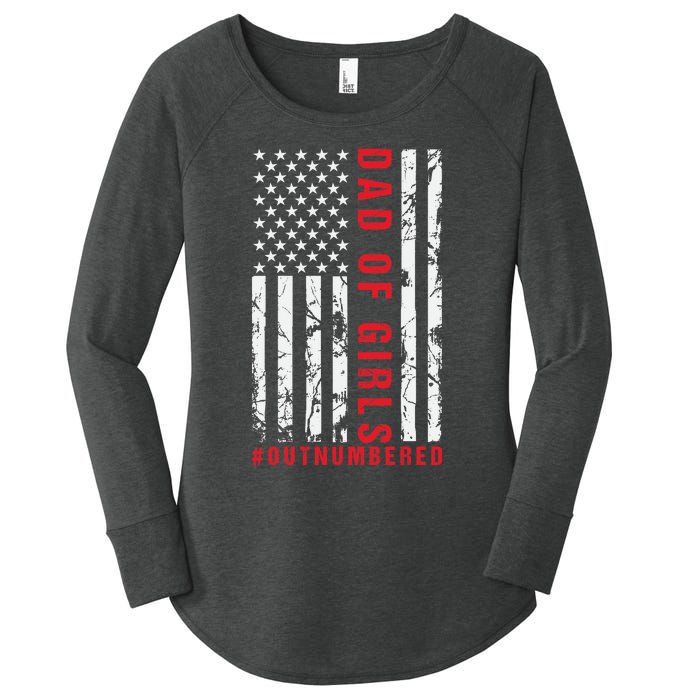 Patriotic Dad Of Girls Outnumbered American Flag Apparel Women's Perfect Tri Tunic Long Sleeve Shirt