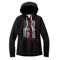 Patriotic Dad Of Girls Outnumbered American Flag Apparel Women's Fleece Hoodie