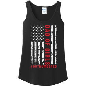 Patriotic Dad Of Girls Outnumbered American Flag Apparel Ladies Essential Tank