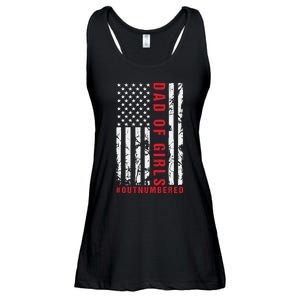 Patriotic Dad Of Girls Outnumbered American Flag Apparel Ladies Essential Flowy Tank