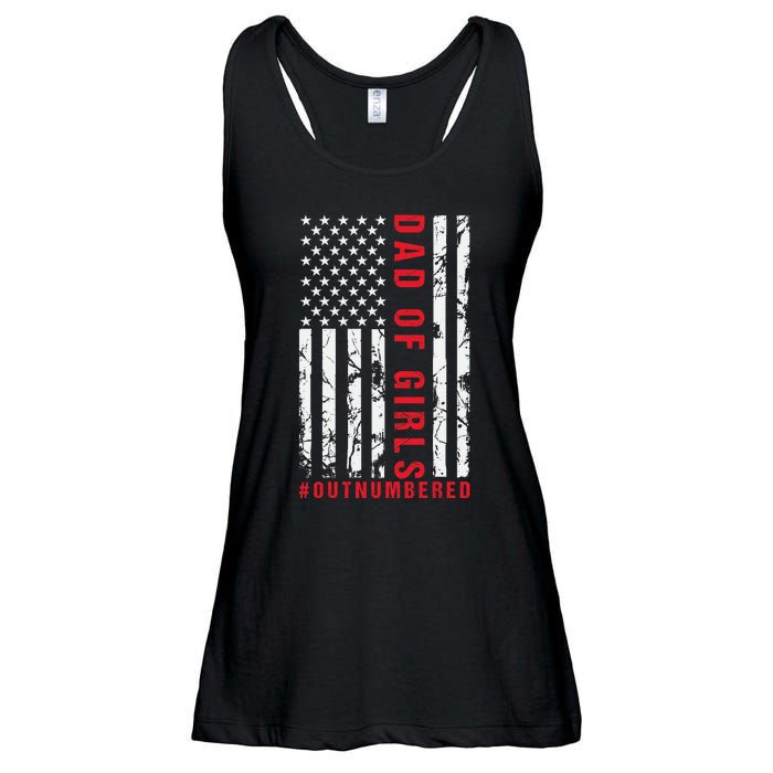 Patriotic Dad Of Girls Outnumbered American Flag Apparel Ladies Essential Flowy Tank